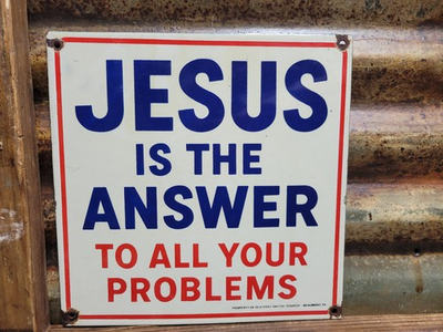 #ad VINTAGE JESUS PORCELAIN SIGN OLD BAPTIST CHURCH RELIGIOUS BIBLE BEAUMONT TX GOD $239.95