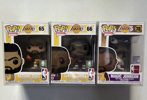 Funko Pop! NBA - Anthony Davis 65 LeBron James 66 Magic Johnson 78 LA Lakers Lot