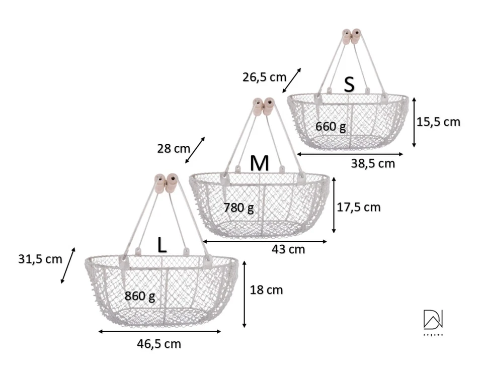 Drahtkorb klein mit Holz Griffen Dekoration Erntekorb Garten Deko Drahtgeflecht - Bild 3 von 3