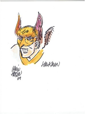 Irwin Hasen Hawkman Original Art Sketch Marker GA Artist Creator of Wildcat RIP