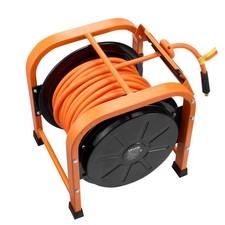 Retractable Air Hose Reel: 3/8"x100ft PVC, 300PSI, Auto-Rewind, Steel 4-Leg Base