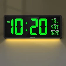 YORTOT 16” Large Digital Wall Clock with Remote Control and 7 Geen + 