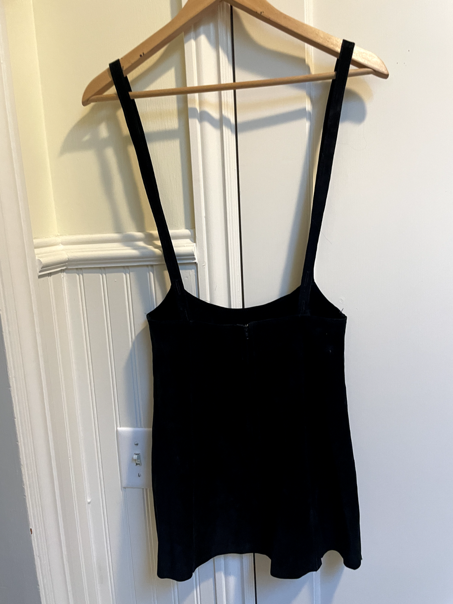 Jil Stuart Cami Womens Black Suede Leather Sleeveless Camisole Top