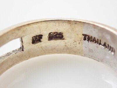 Vintage NF Signed Two Tone Sterling Silver Interlocking Band Ring