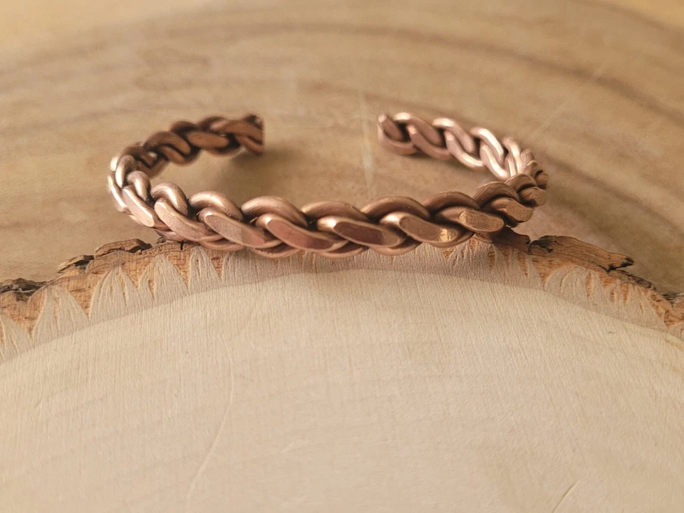 Brazalete de cobre puro sólido torsión pesada artritis terapia del dolor brazalete curativo Foto 2 de 4