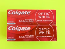 Colgate Optic White Stain Fighter Clean Mint Toothpaste Bundle - Lot of 2