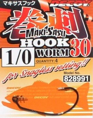 Decoy Worm 30 Maki-Sasu Hooks, Drop Shot Haken 3/0+2/0+1/0+2, Weedless, Dropshot