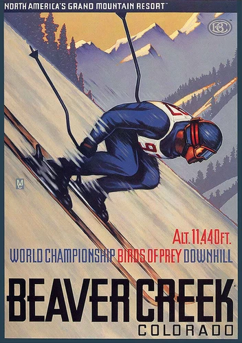 Beaver Creek Colorado Vintage Travel Ski Poster