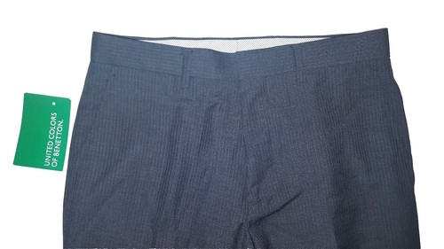 UNITED COLORS OF BENETTON GRAY PINSTRIPED DRESS PANTS MENS IT 44 US 28 NWT $109 - Picture 2 of 6