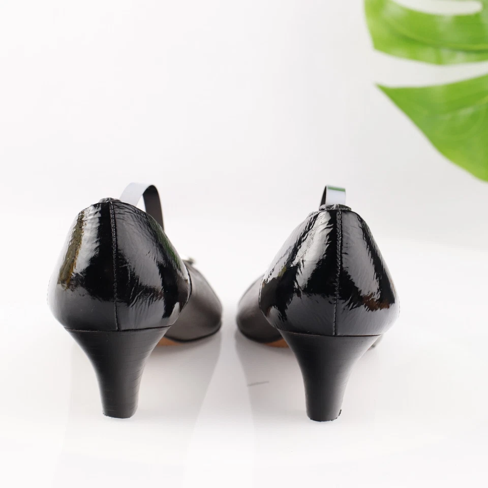 Zapatos de salón Brighton Marci para mujer talla 9,5 M peltre negro puntera medallón tacón bloque Foto 4 de 4