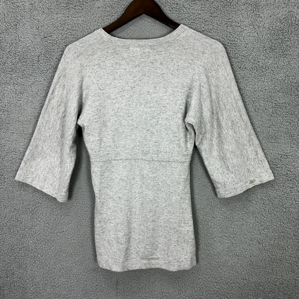 Suéter Boden Mujer 4 Gris Babydoll Cuello en V Manga Kimono Minimalista Acogedor Cálido Foto 2 de 4