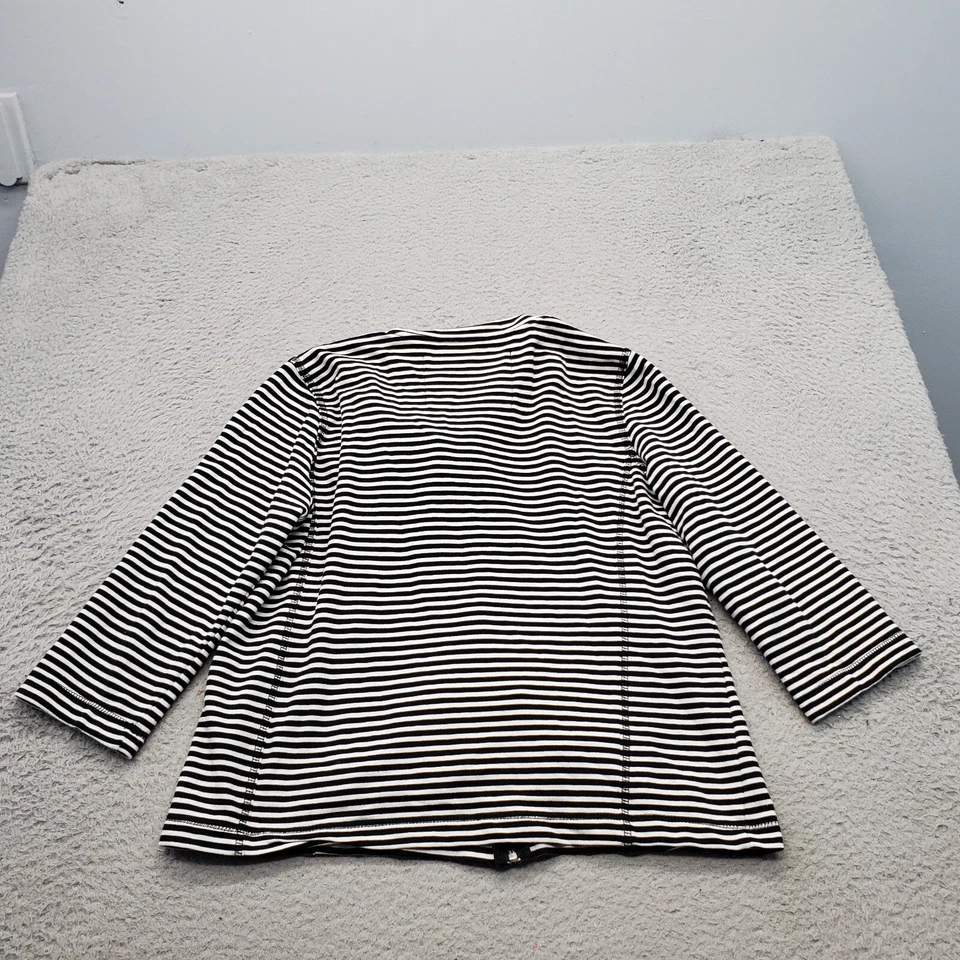 Onque Casual Jacket Women M Multi Striped Beaded 3/4 Sleeve Collared Full Zipper - Image 2 of 4