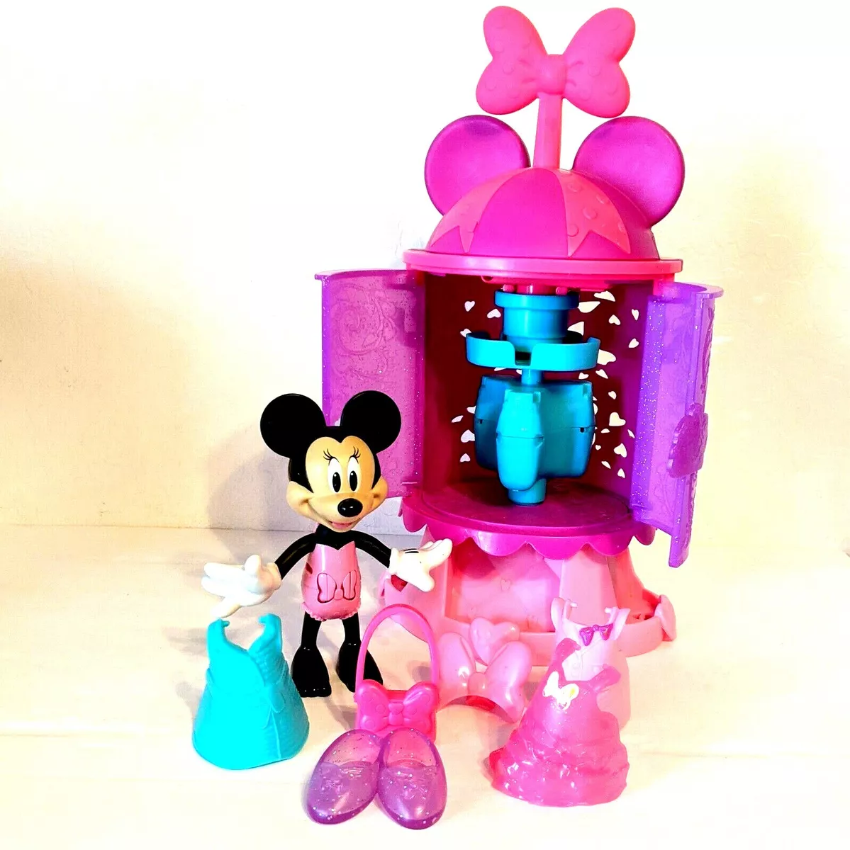 Fisher Price Minnie Mouse Bowtique Turnstyler Fashion Closet Snap On Clothes