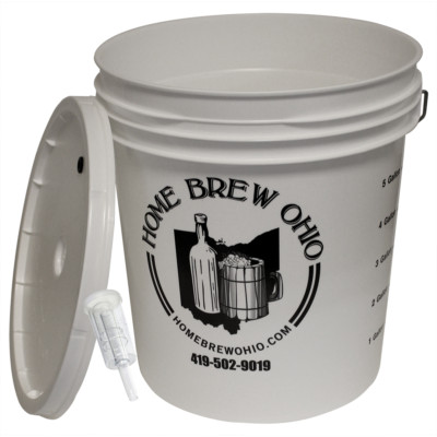Home Brew Ohio 7.9 Gallon Fermenting Bucket with Grommeted Lid and Three-Piece