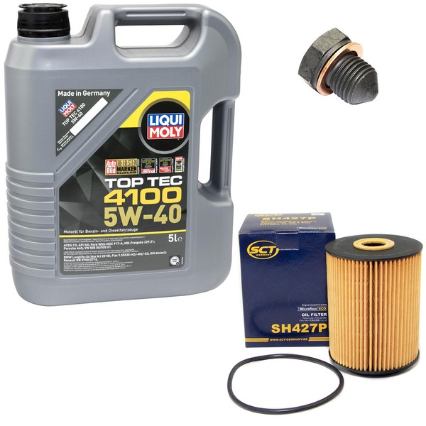 MotoröL Set 5W-40 5 Liter + ÖLfilter SH 427 P + Schraube FüR Audi Seat VW Passat-image