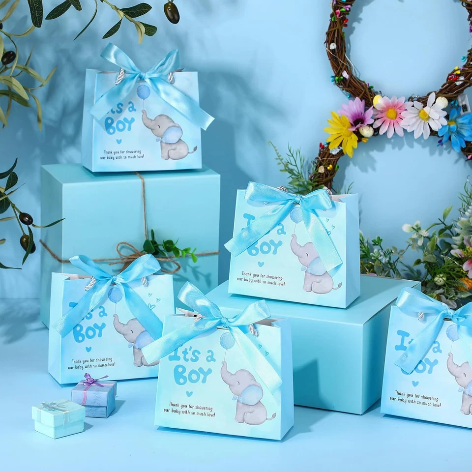 25 Paquetes Elefante Baby Shower Regalos Bolsa con Asas Fiesta Favor para Invitados It'S Foto 4 de 4