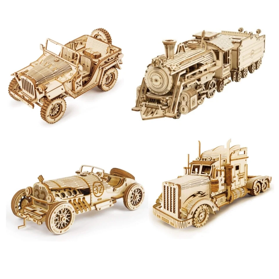 ROKR Car Model Mechanical Wooden 3D Puzzle Self Assembly Kit Boys Teens Toy Gift - Image 2 of 4