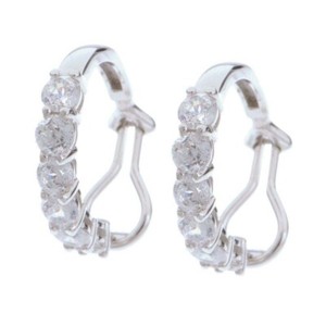 Authentic 3Ct Round Simulated 100-Facet 14k White Gold Plated Omega Back Hoop Earrings