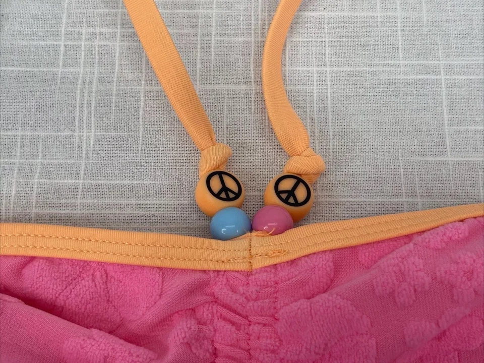 Justice Love Flower Peace Textured Halter Bikini Set Youth Girl Size L 12/14 NWT - Image 4 of 4