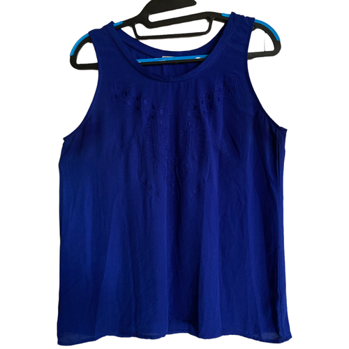 Pleione Top Women's Size Small Blue Geometric Print Sleeveless Casual Party  | eBay