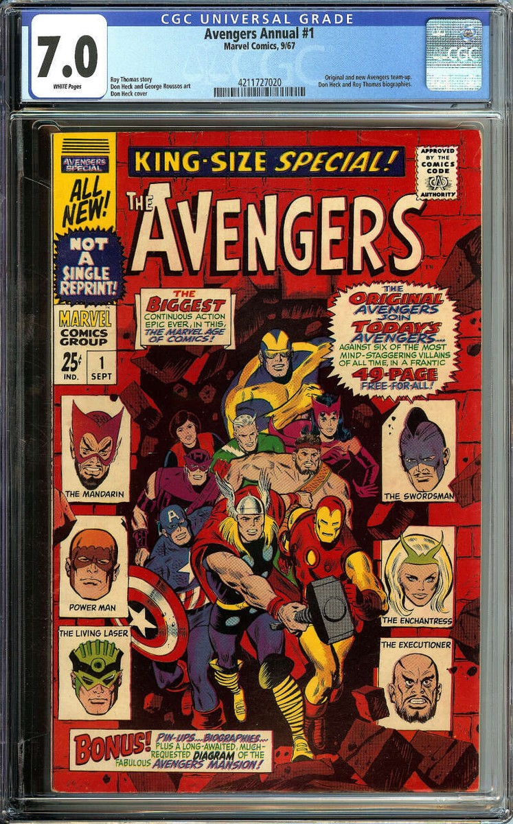 AVENGERS ANNUAL #1 CGC 7.0 WHITE PAGES // MARVEL COMICS 1967
