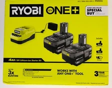 Genuine Ryobi ONE+18V Lithium-Ion 4.0Ah Battery and Charger Kit!! TODO NUEVO NEW