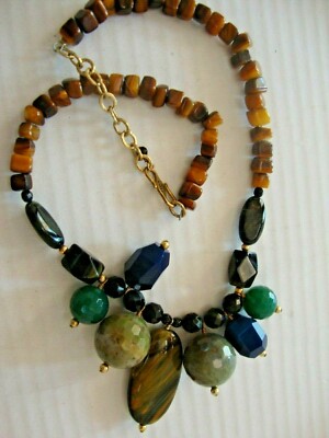 ~*Barse Large Green Multi Color - Multi Gem  Large Statement Necklace