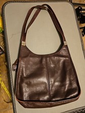 dark brown leather vintage handbag PB18
