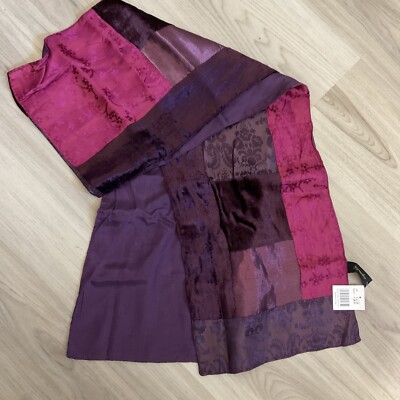 Accessorize Scarf Head Covering Purple Pink Striped Prints Boho Ethnic 63 X 10