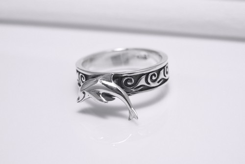 Unico anello dophin oceano onde ornamento gioielli fatti a mano donna gioielli eleganti - Foto 2 di 10