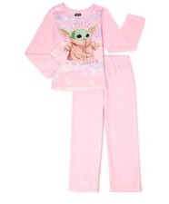 Star Wars Mandalorian 4/5 SIZE Baby Yoda Flannel Pajamas 2 PC SET Girls PINK