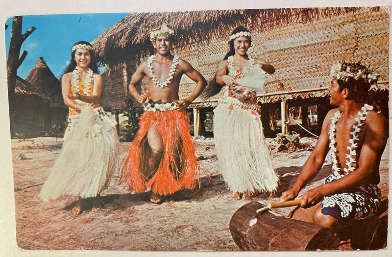 Vintage Postcard Tahitians at the Polynesian Cultural Center Written on Unposted