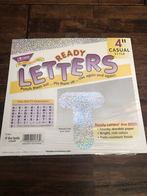 Silver Sparkle 4'' Casual UC Ready Letters Trend Enterprises Inc. T-1613