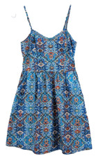 Xhilaration Spaghetti Strap Blue Floral Sundress Babydoll Feminine Summer Sz S/P
