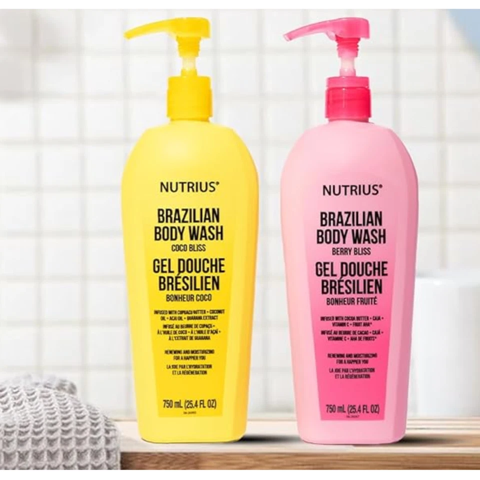 Nutrius Brazil Body Wash Coco Bliss & Berry Bliss 25,4 жидкой унции 2 упаковки - Изображение 2 из 4
