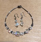 Vintage Clear Bead Pierced Earrings and Bracelet Set — photo 1