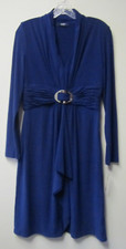 NWT Ladies Chaps Royal Blue Long Sleeve Dress Size Medium ametal Accent