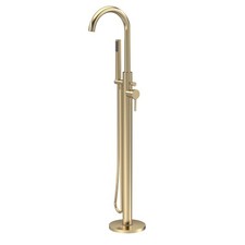 Nuie Aztec Basin & Bath Taps Modern Curved Spout Cross Handle Bathroom Faucet