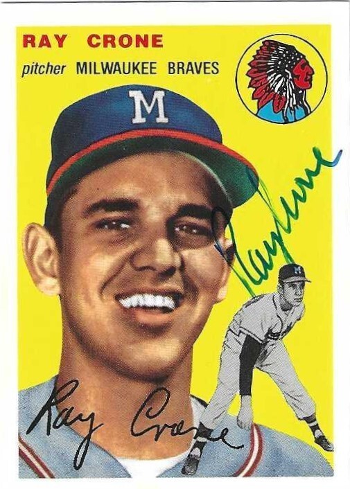 Autograph Signed 1954 Topps Archives 206 Ray Crone Milwaukee Braves Deceased