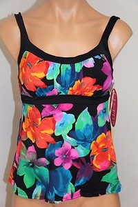 NWT Caribbean Joe Swimsuit Tankini Bikini Top Flower bust ...