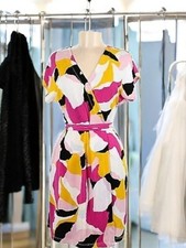 Nine West Bold Multicolored Pattern Faux Wrap Dress Size 2X *NWTs