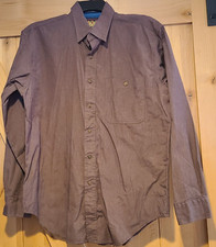 Mens 15.5 34-35 Vtg Ralph Lauren Chaps Field Factory Brown Striae Dress Shirt