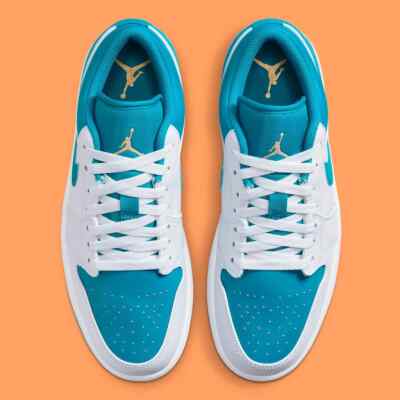 Nike Air Jordan 1 Low Aquatone Blue White Gold 553558-174