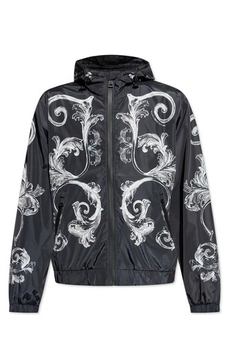 NWT VERSACE J. COUTURE BLACK HOODED JACKET WITH BAROQUE PRINT 78GASD06 CQD93 XL