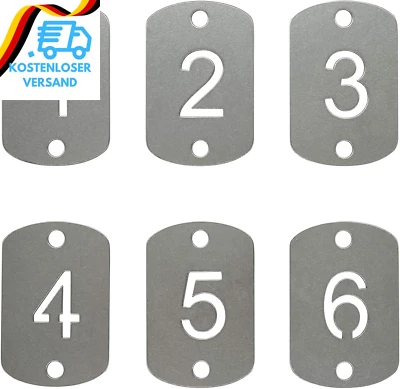 Staymax: Rechteckige, Ausgehöhlte Edelstahl-Nummernschilder (1-25, 25 Stück)
