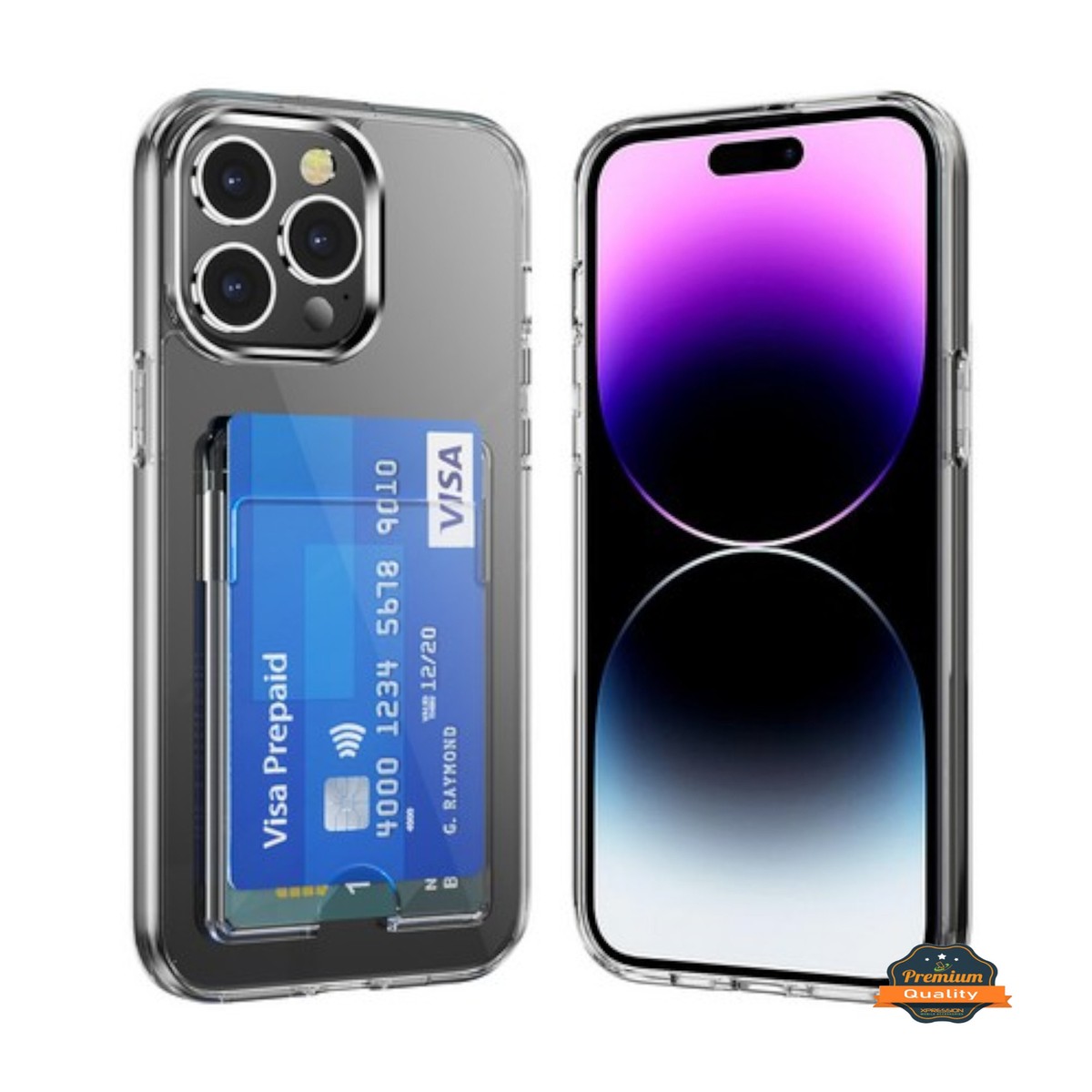 For Apple iPhone 15 (6.1 inch) Wallet Rubber Acrylic TPU with Credit Card ID Slot Holder Design Slim Fit Thin Shockproof Phone Case Cover by Xpression