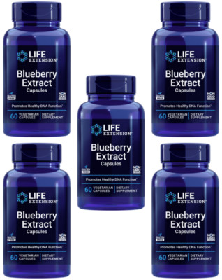 5 PACK Life Extension Blueberry Extract for Healthy DNA Function 60 Veg Capsules