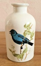 Antique Small Bottle Perfume porcelaine de paris Deco Bird Blue Vintage