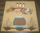 VINTAGE Native American Navajo Fire Indian Sand Painting Art Signed 12" x 12" — photo 1