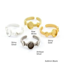 Oval Blank Band Ring,Bezel Setting Blank Raw Brass,Antique-Shiny silver  5412
